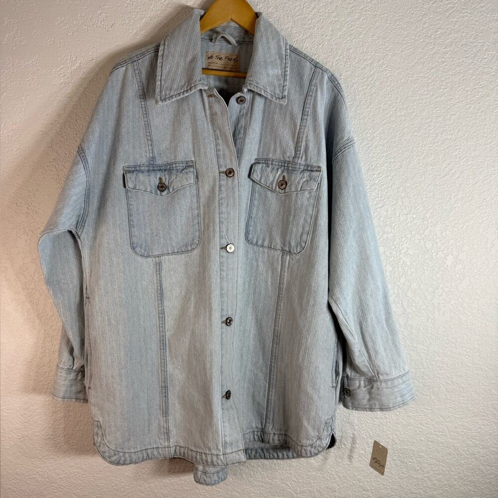 NWT Free People We The Free Dunes Shirt Jacket Sun Faded Large Railroad Boho